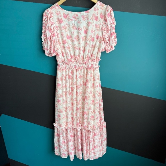 Moon River Pink and White Ruffled Tiered Sundress - Picture 5 of 12